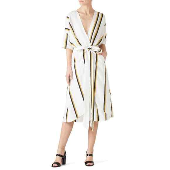 Sancia Anika Linen Blend Striped Midi Dress Size Small - Picture 16 of 16